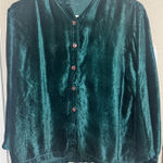 Sacred Threads  Velvet Button up Top Long sleeve emerald Green sz S/M boxy shirt Photo 0