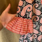 Gretchen Scott  Tunic Top Womens Small Multicolor Paisley Print Flare Sleeves Photo 2