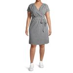Grayson Social Womens Black Gingham Print Dress Belted Size 4X NWT Cap Sleeve Photo 3