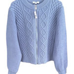 Ann Taylor NWT  Zip Front Cable Knit
Cardigan Grey Blue Size XL Photo 0
