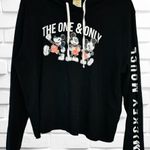 Disney Women’s 2X Mickey Mouse “The One & Only” Cropped Black Pullover Hoodie Photo 1