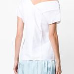 Helmut Lang  White Linen Asymmetric Top V Neck Size 2 NWT Photo 5