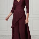 NWT Christina Wu Jumpsuit in satin with V Photo 0