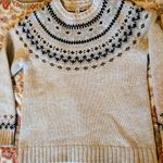 L.L. Bean Cream and Black Patterned Sweater Silver Photo 1