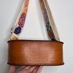 Vintage 1970s Tooled Leather Floral Crossbody Bag with Embroidered Strap Brown Photo 4
