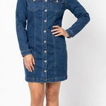 Celebrity Pink  Womens Denim Dress Medium Blue Button Front Y2K Coastal Cowgirl Photo 0