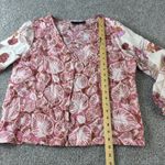 Tahari  Linen Blend Floral Leaf‎ Print Button Down Blouse Top Medium Boho Casual Photo 2