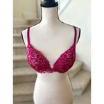Victoria's Secret Hot Pink Metallic Silver Floral Lace Bra 34D Photo 1