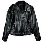 Therapy Womens Moto Faux Leather Biker Jacket Sz 1X Zip Sleeves Black Photo 0