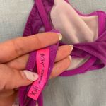 Betsey Johnson  Purple lace bra Sz 34 C with pink ribbon bow and adjustable strap Photo 2