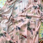 Pink Floral Long Sleeve Ruffle Wrap Dress S Photo 9