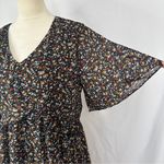 Manydress Womens Chiffon Floral Print‎ Vneck Casual Mini Boho Swing Dress Large Photo 9
