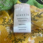 Ninexis Color Block Floral Boho Hippie Patchwork Dress Tassel Ties Womens Small Yellow Photo 8