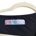 Free People  Beach Women’s M Long Sleeve Ruched‎ Top Black Textured Crepe Cinched Photo 2