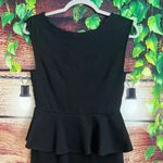 Alice + Olivia  Employed Poppy Peplum Midi Dress Size 6 Black Sheath Sleeveless Photo 4