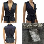 Rampage  Shimmering Sleeveless Black Wrap Blouse Juniors Medium Photo 1