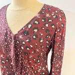 Parker  Silk Purple Leopard Printed Bell Sleeve Kimberly Flounce Dress Small Photo 3