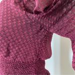 DR2 Brand Maroon Textured Smocked Long Sleeve V-Neck Blouse Photo 7