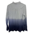 Nanette Lepore Blue Gray Long Sleeve Collared Striped Top Size Small Coastal Cowgirl Boho Photo 2