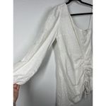 Dear Alex Ami One Shoulder Dress Large L White Eyelet Puff Sleeve Mini Photo 2