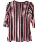 Soft Surroundings Montego Bay Sweater Size XS Dusty Red Blue White Open Knit Photo 5