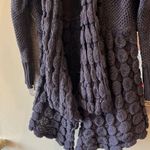 Chunky Knit Crochet Sweater Eggplant Deep Purple Cardigan Cozy Womens M Wool Size M Photo 8