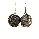Handmade The Séance Moon – Bronze Victorian Spirit Board Earrings Witchy Gothic Filigree Photo 1