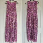 Milly Kinsley Floral Garden Sequin Back Slit Sheath Midi Dress Purple Sz 6 Photo 7
