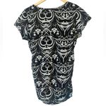 Fresh Produce  Black and Gray Patterned Short Sleeve Ruched Sides Top Size Medium Photo 1