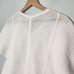 Liz Claiborne  100% Cotton Crochet Open Knit Short Sleeve Sweater White Nautical Photo 5