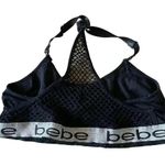 Bebe Black White Logo Lined Not Padded Racerback Women’s Sporty Running Bra SZ M Photo 3