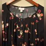 J. Jill Black Floral Long Sleeve Dress Photo 4