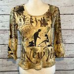 Chico's New York City All Over Print 3/4 Sleeve Top-Medium Photo 0