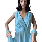 American Vintage 60-70’s  sleeveless formal blue dress, chiffon scarf size medium Photo 3