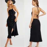 Free People FP Beach Margaret Ribbed Cut Out Backless Midi Dress Black Photo 1