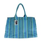 NWT Quilted Koala East West Bag Happy Blue Stripes Large Tote Bag Photo 0