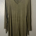 Brat Star  Size M/L (Est.) Olive Green Faux Suede Tie-Sleeve Mini Dress / Tunic Photo 0