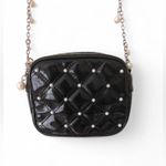 White House | Black Market  women’s Black Quilted Crossbody Bag with Pearl Accents Photo 2