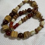 Vintage Karla Jordan real semi precious and amber necklace earrings set. Tan Photo 5