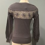 Kimchi Blue Kimchi & Blue Grey Mesh Lace Stripe Long Sleeve Sweatshirt Size XS Photo 3