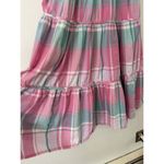 Phases Vintage Pink Green Plaid Tiered Midi Dress Sz Large Boho Preppy Romantic Photo 4