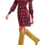 Allison Collection Smocked Puff Sleeve Kaleidoscope Dress Red Size Large NWT Photo 0