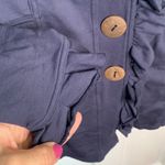 Neon Buddha Knit Jacket Long Navy Blue Lagenlook Button Novelty Ruffle Coat Sz S Photo 3