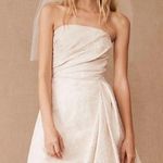 Monique Lhuillier ML x BHLDN Women’s Mallory Jaquard White Strapless Mini Dress Photo 0