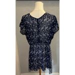 New Directions M Women's Giraffe Print Top Shabby Chic Sheer Coquette Artsy Blue Size M Photo 2