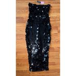 Pretty Little Thing  Black Sequin Strapless Bodycon Maxi Dress Bandeau Size 12 Photo 4