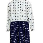 Butte Knits Butte Knit I Vintage 70's White and Navy Blue Polka Dot Long Sleeve Day Dress Photo 5