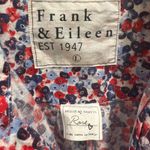 Frank & Eileen Frank Eileen Rose Linen Button Up Shirt Red Blue Floral Print Women L Photo 1