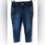 Chico's Perfect Stretch Girlfriend Slim Leg Ankle Jeans Size US 4 Floral Print Photo 1