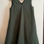 RYE | Hunter Green V Neck V Back Cotton Trapeze Minimalist Dress | Small Photo 0